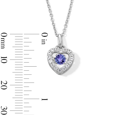 Unstoppable Love™ 4.0mm Tanzanite and White Lab-Created Sapphire Heart Frame Pendant in Sterling Silver