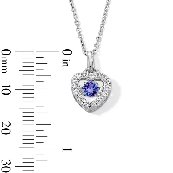 Unstoppable Love™ 4.0mm Tanzanite and White Lab-Created Sapphire Heart Frame Pendant in Sterling Silver