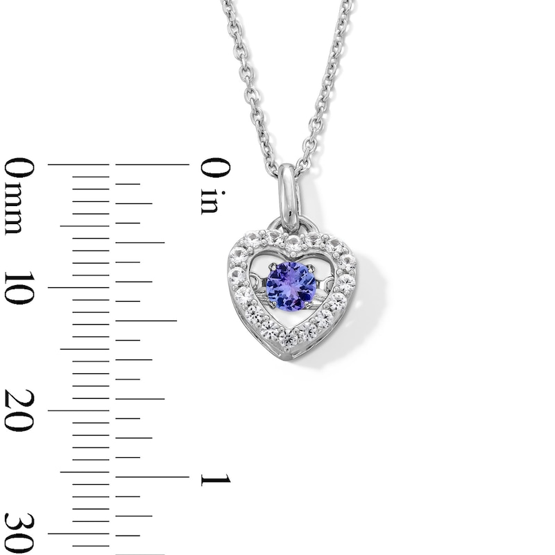 Unstoppable Love™ 4.0mm Tanzanite and White Lab-Created Sapphire Heart Frame Pendant in Sterling Silver