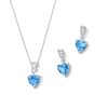 Thumbnail Image 1 of Heart-Shaped Swiss Blue Topaz and White Lab-Created Sapphire Drop Pendant and Earrings Set in Sterling Silver