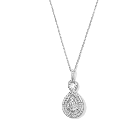 1.00 CT. T.W. Pear-Shaped Multi-Diamond Frame Infinity Drop Pendant in 10K White Gold