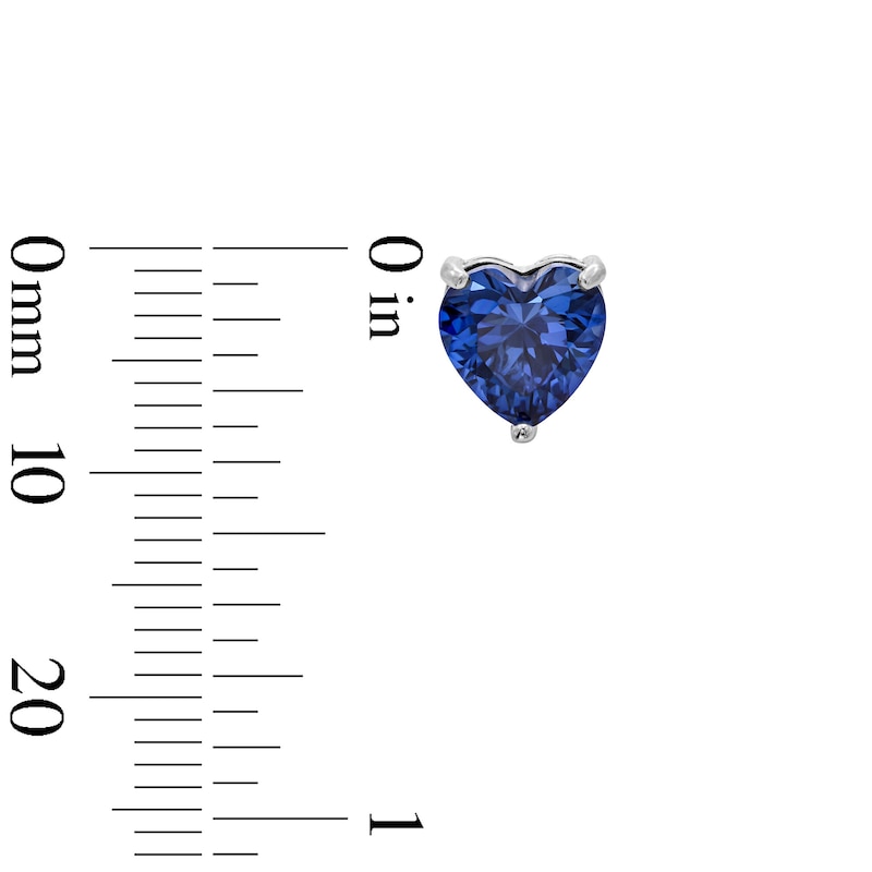 Blue and White Lab-Created Sapphire Heart Stud and Hoop Three Pair Earrings Set in Sterling Silver