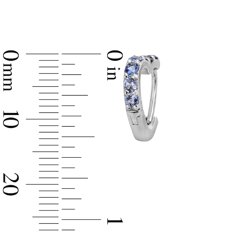 Blue and White Lab-Created Sapphire Heart Stud and Hoop Three Pair Earrings Set in Sterling Silver