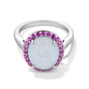 Thumbnail Image 1 of Oval Lab-Created Opal and Pink Lab-Created Sapphire Frame Ring in Sterling Silver