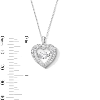 Unstoppable Love™ 5.0mm White Lab-Created Sapphire Double Heart Frame Pendant in Sterling Silver