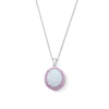 Thumbnail Image 1 of Oval Lab-Created Opal and Pink Lab-Created Sapphire Frame Pendant in Sterling Silver