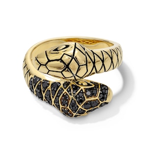 0.45 CT. T.W. Black Diamond Double Snake Bypass Ring in 10K Gold and Grey Rhodium Plate