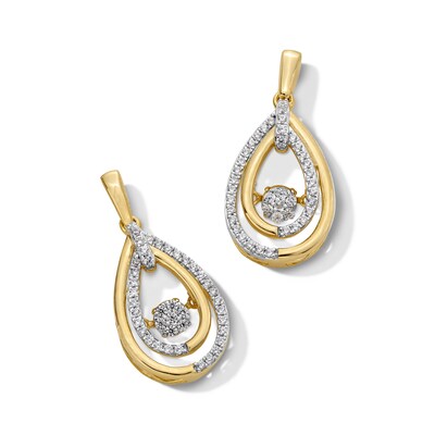 Unstoppable Love™ 0.50 CT. T.W. Multi-Diamond Double Teardrop Earrings in 10K Gold