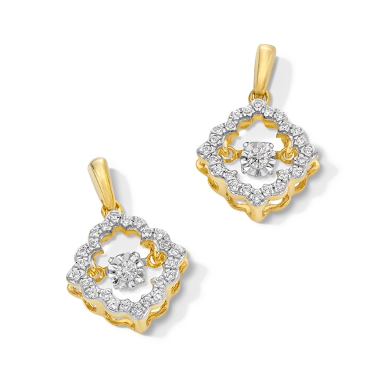 Unstoppable Love™ 0.25 CT. T.W. Diamond Floral Drop Earrings in Sterling Silver with 10K Gold Plate