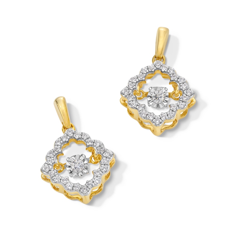 Unstoppable Love™ 0.25 CT. T.W. Diamond Floral Drop Earrings in Sterling Silver with 10K Gold Plate