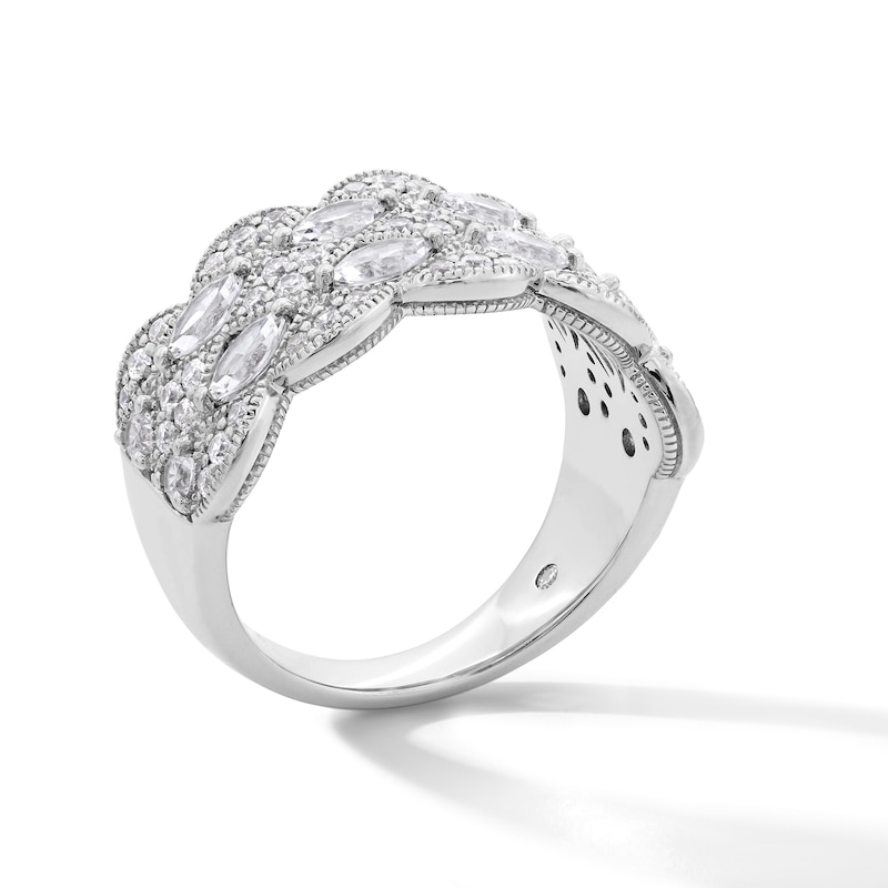 Main Image 2 of Emmy London 1.25 CT. T.W. Marquise and Round Certified Lab-Created Diamond Multi-Row Anniversary Band in 18K White Gold