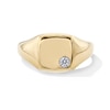 Thumbnail Image 1 of 0.07 CT. Certified Lab-Created Diamond Solitaire Cushion Signet Ring in 10K Gold (F/SI2)