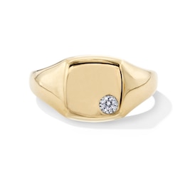 0.07 CT. Certified Lab-Created Diamond Solitaire Cushion Signet Ring in 10K Gold (F/SI2)