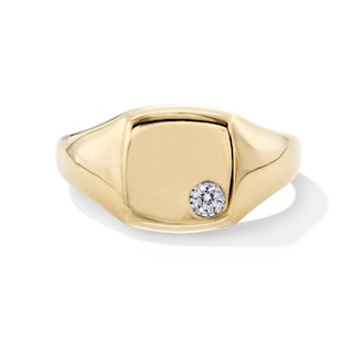 0.07 CT. Certified Lab-Created Diamond Solitaire Cushion Signet Ring in 10K Gold (F/SI2)