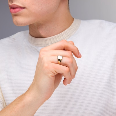 0.07 CT. Certified Lab-Created Diamond Solitaire Cushion Signet Ring in 10K Gold (F/SI2)