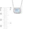 Emerald-Cut Aquamarine and White Lab-Created Sapphire Frame Sideways Necklace in Sterling Silver