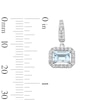 Thumbnail Image 3 of Emerald-Cut Aquamarine and White Lab-Created Sapphire Frame Drop Earrings in Sterling Silver