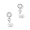 Thumbnail Image 1 of 5.0mm Freshwater Cultured Pearl and White Lab-Created Sapphire Drop Earrings in Sterling Silver