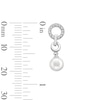 Thumbnail Image 3 of 5.0mm Freshwater Cultured Pearl and White Lab-Created Sapphire Drop Earrings in Sterling Silver