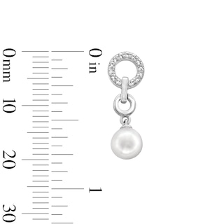 5.0mm Freshwater Cultured Pearl and White Lab-Created Sapphire Drop Earrings in Sterling Silver