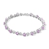 Thumbnail Image 1 of 5.0mm Heart-Shaped Pink Quartz Link Bracelet in Sterling Silver - 7.25”