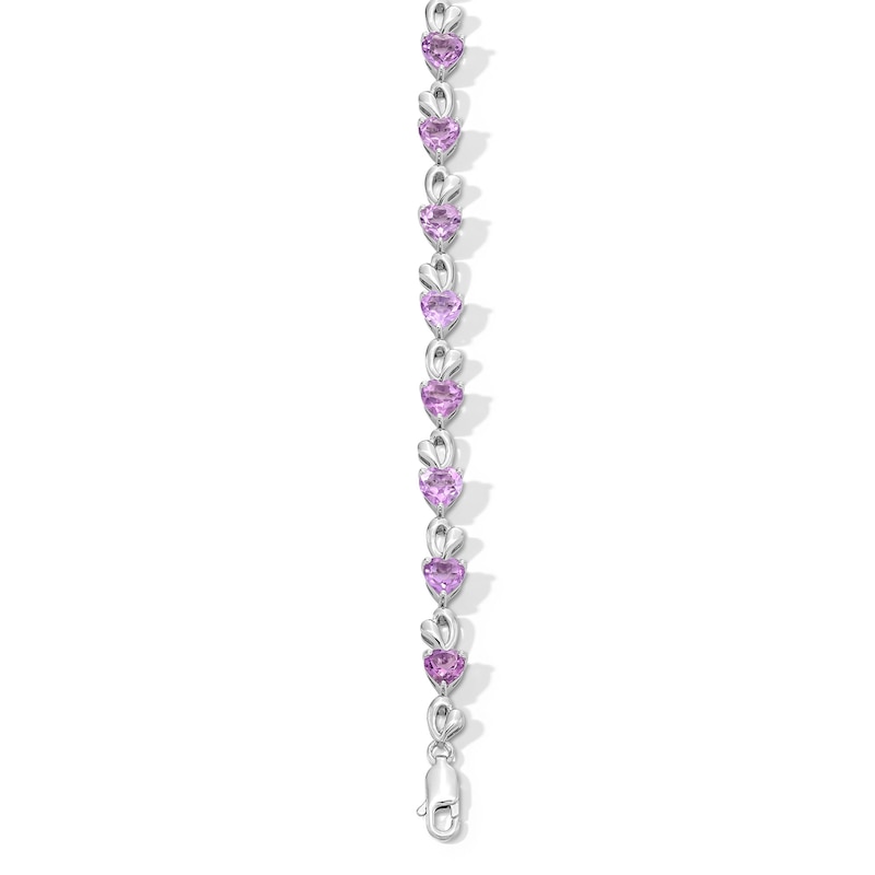 5.0mm Heart-Shaped Pink Quartz Link Bracelet in Sterling Silver - 7.25”