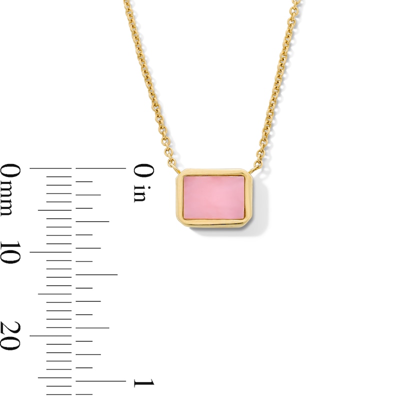 Baguette-Cut Pink Opal Sideways Necklace in 10K Gold - 17”