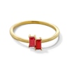 Thumbnail Image 1 of Baguette-Cut Certified Ruby Toi et Moi Ring in 10K Gold