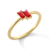 Thumbnail Image 3 of Baguette-Cut Certified Ruby Toi et Moi Ring in 10K Gold