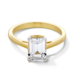 Emerald-Cut White Lab-Created Sapphire Solitaire Ring in 10K Gold