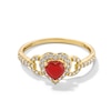 5.0mm Heart-Shaped Certified Ruby and 0.25 CT. T.W. Diamond Frame Collar Ring in 10K Gold