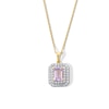 Thumbnail Image 1 of Emerald-Cut Amethyst and White Lab-Created Sapphire Double Frame Pendant in 10K Gold