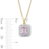 Emerald-Cut Amethyst and White Lab-Created Sapphire Double Frame Pendant in 10K Gold