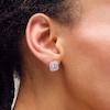 Emerald-Cut Amethyst and White Lab-Created Sapphire Double Frame Stud Earrings in 10K Gold