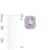 Emerald-Cut Amethyst and White Lab-Created Sapphire Double Frame Stud Earrings in 10K Gold