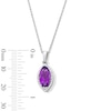 Marquise-Cut Amethyst and White Lab-Created Sapphire Frame Pendant in Sterling Silver