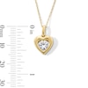 5.0mm White Lab-Created Sapphire Solitaire Heart Frame Pendant in 10K Gold