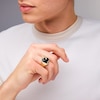 Cushion-Cut Onyx and 0.25 CT. T.W. Diamond Frame Snake Signet Ring in 10K Gold