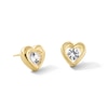 4.0mm White Lab-Created Sapphire Solitaire Heart Frame Stud Earrings in 10K Gold