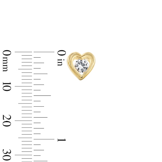 4.0mm White Lab-Created Sapphire Solitaire Heart Frame Stud Earrings in 10K Gold