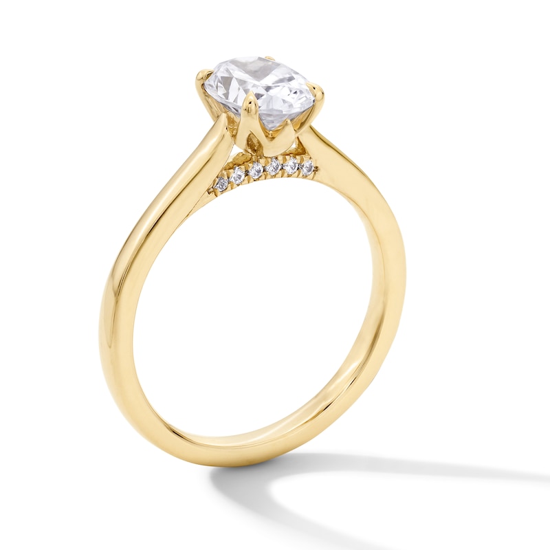 Main Image 3 of 1.06 CT. T.W. Oval Canadian Certified Centre Diamond Solitaire Engagement Ring in 18K Gold (I/SI2)