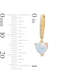 6.0mm Heart-Shaped Lab-Created Opal and 0.115 CT. T.W. Diamond Hoop Drop Earrings in 10K Gold