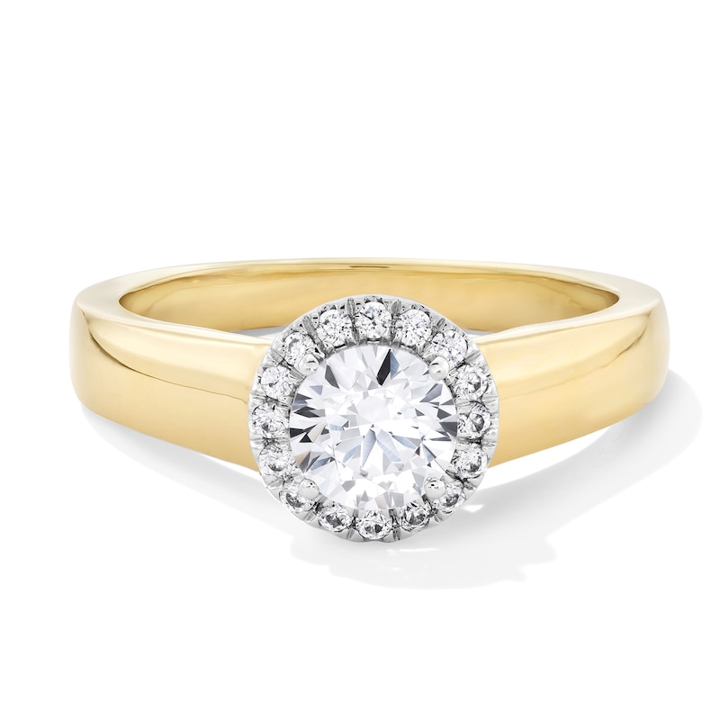 0.90 CT. T.W. Canadian Certified Centre Diamond Frame Engagement Ring in 14K Gold (I/I1)