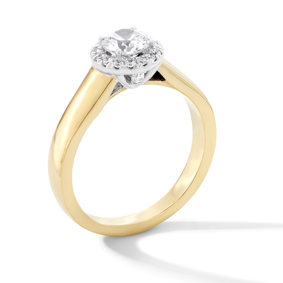 0.90 CT. T.W. Canadian Certified Centre Diamond Frame Engagement Ring in 14K Gold (I/I1)