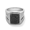 Thumbnail Image 1 of Black Sapphire Antique-Finish Vintage-Style Cushion Ring in Sterling Silver