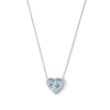 Thumbnail Image 1 of Baguette and Princess-Cut Blue Topaz with White Lab-Created Sapphire Heart Necklace in Sterling Silver