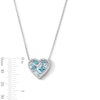 Thumbnail Image 4 of Baguette and Princess-Cut Blue Topaz with White Lab-Created Sapphire Heart Necklace in Sterling Silver