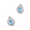 Thumbnail Image 1 of Pear-Shaped Swiss Blue Topaz and White Lab-Created Sapphire Double Frame Stud Earrings in Sterling Silver