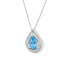 Thumbnail Image 1 of Pear-Shaped Swiss Blue Topaz and White Lab-Created Sapphire Double Frame Pendant in Sterling Silver