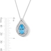 Pear-Shaped Swiss Blue Topaz and White Lab-Created Sapphire Double Frame Pendant in Sterling Silver